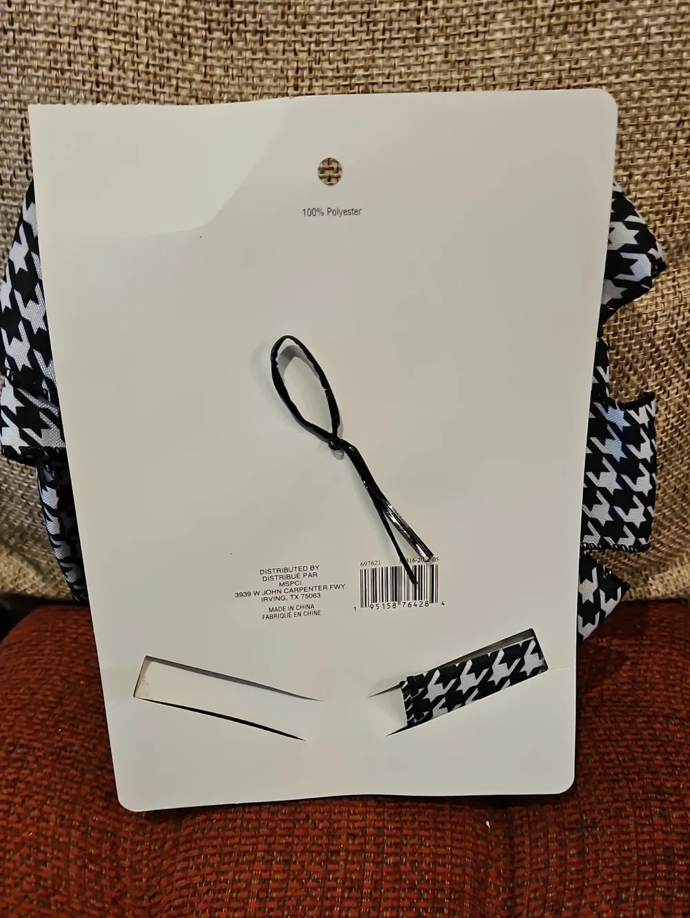 Christmas Bow - Black/White Houndstooth
